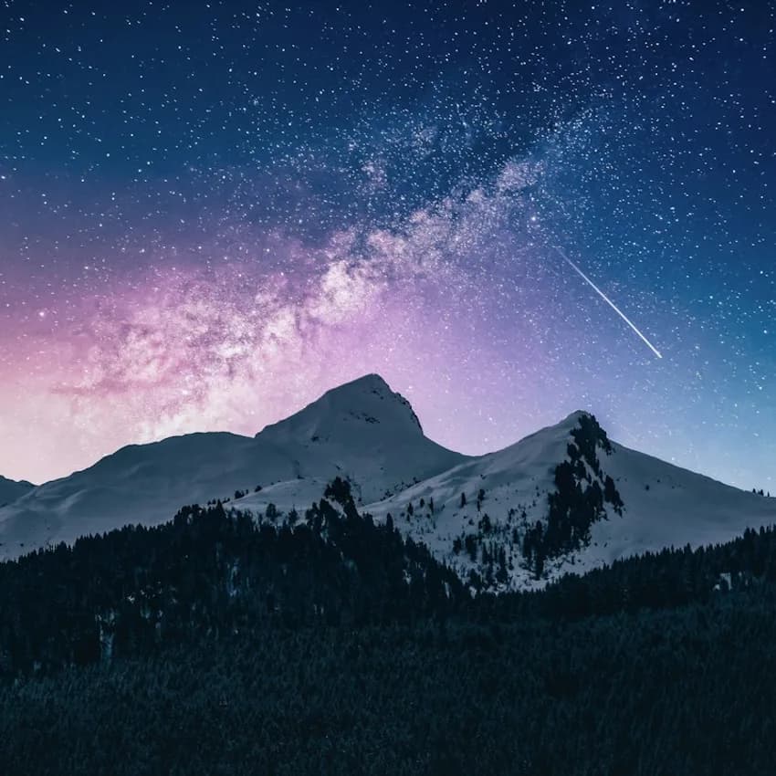 Placeholder artwork: a mountain beneath an open night sky
